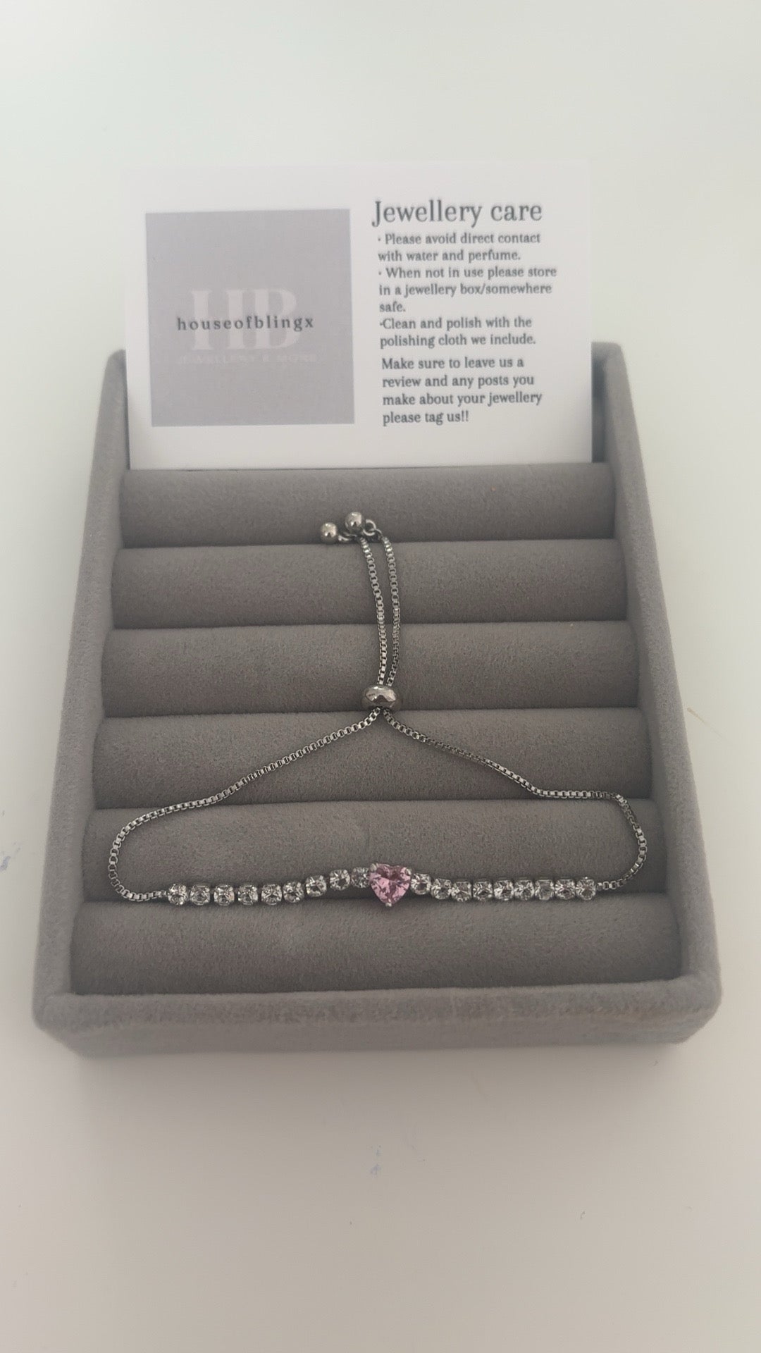 Pink Heart Tennis Bracelet