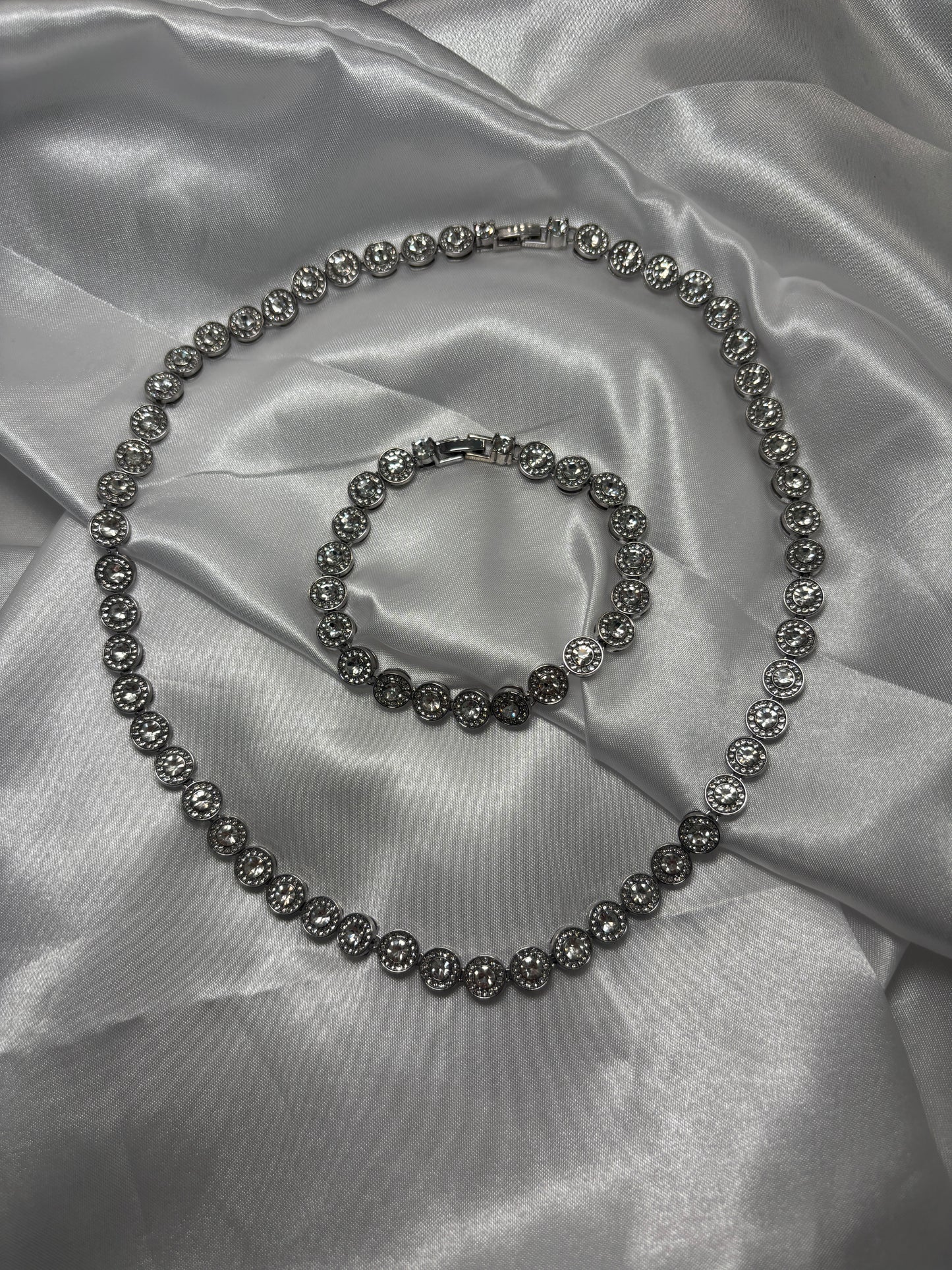 Tennis Necklace And Bracelet Set