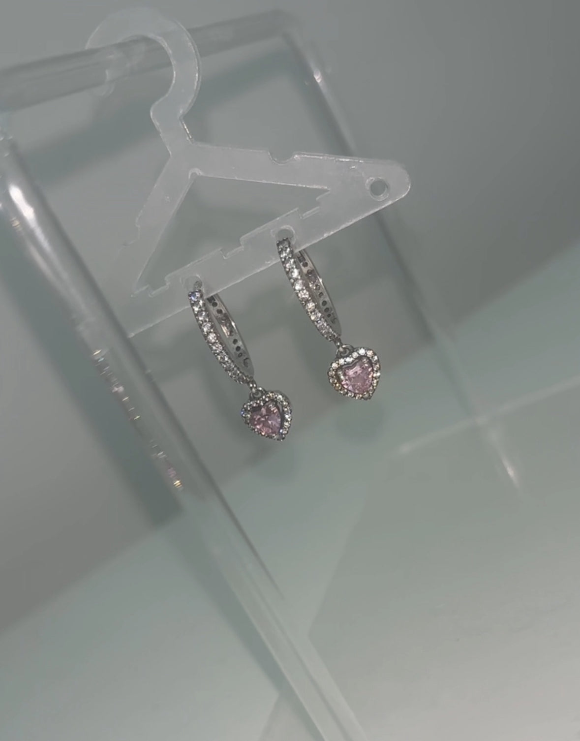 Pink Heart Dangle Earrings