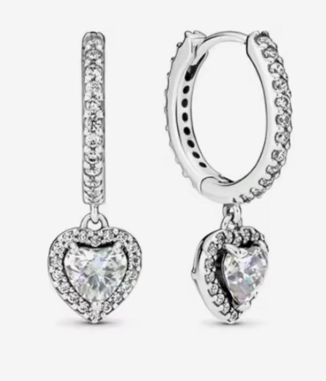 Silver Heart Dangle Earrings