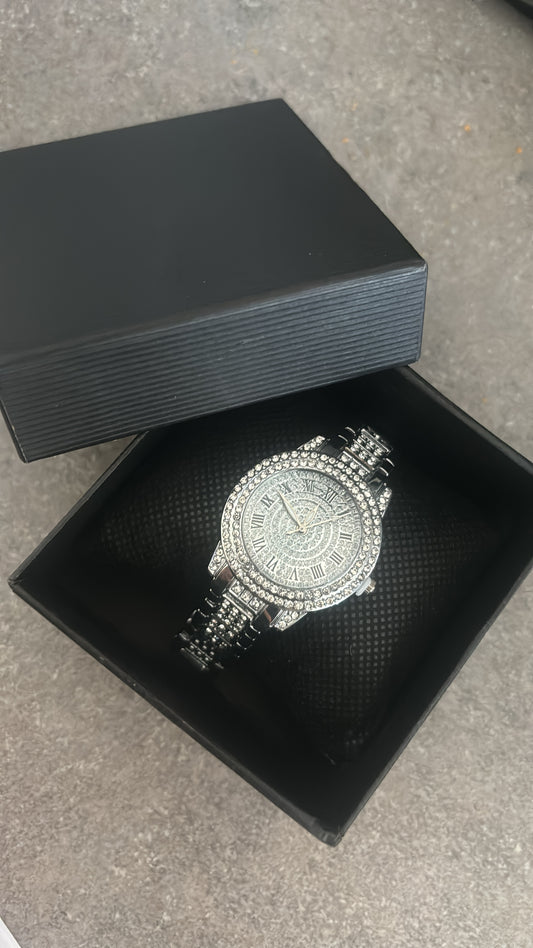 Silver timeless diamanté watch