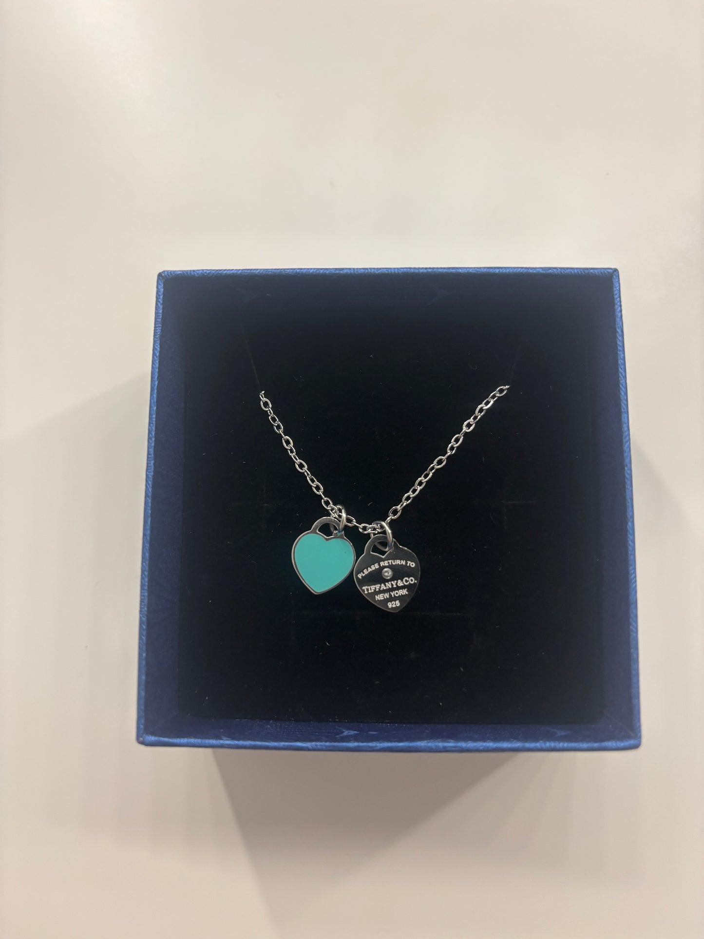 T&co blue heart necklace