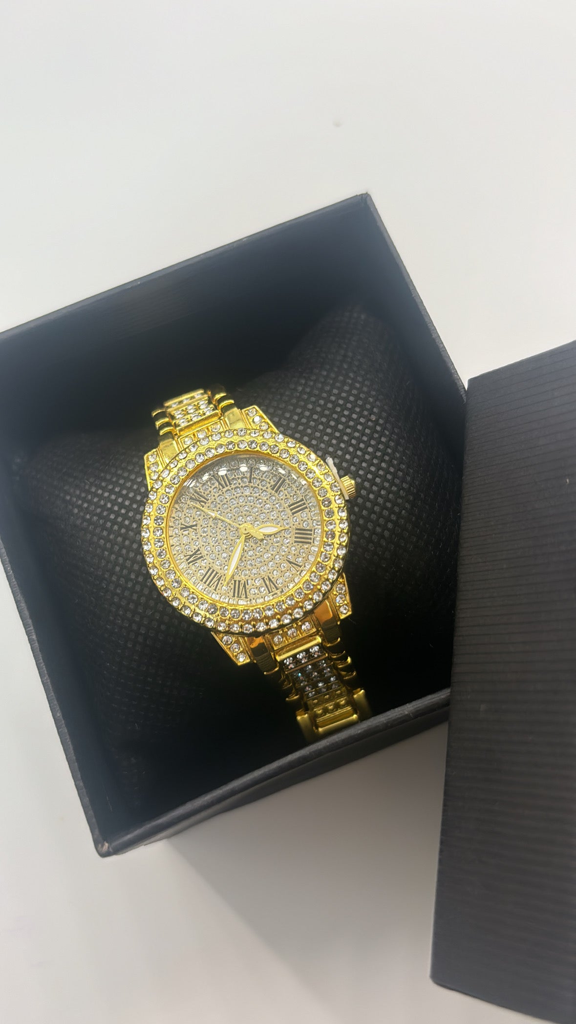 Gold timeless diamanté watch