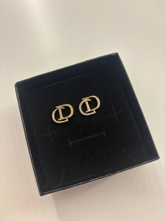 CD gold earrings